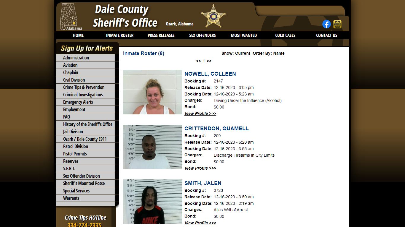 Inmate Roster - Released Inmates Booking Date Descending - Dale County ...